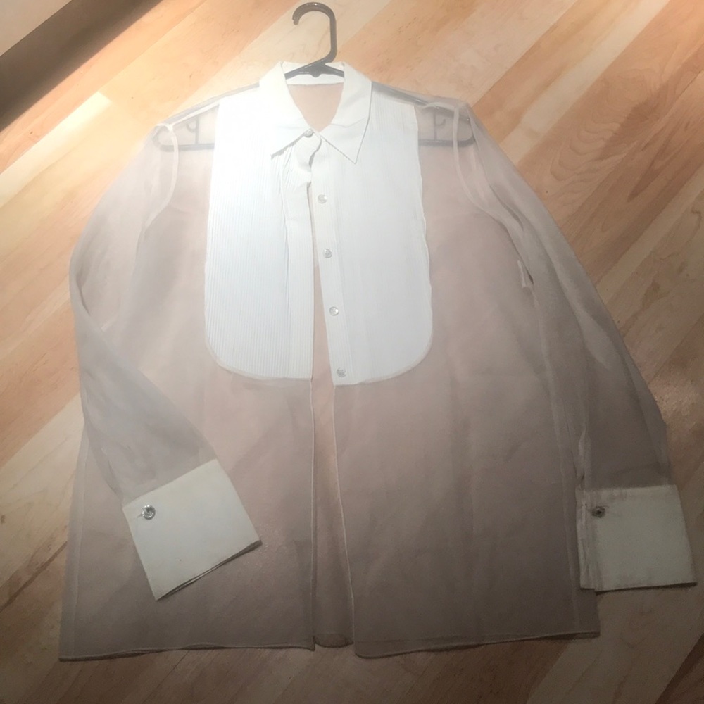 Vintage 90s no-brand sheer tuxedo top